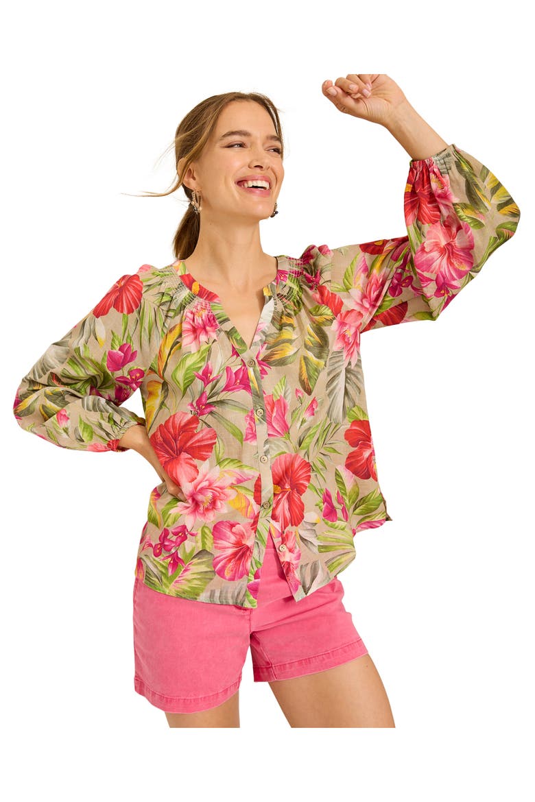 La Botanica Floral Cotton Peasant Top, Alternate, color, GOLDEN HONEY
