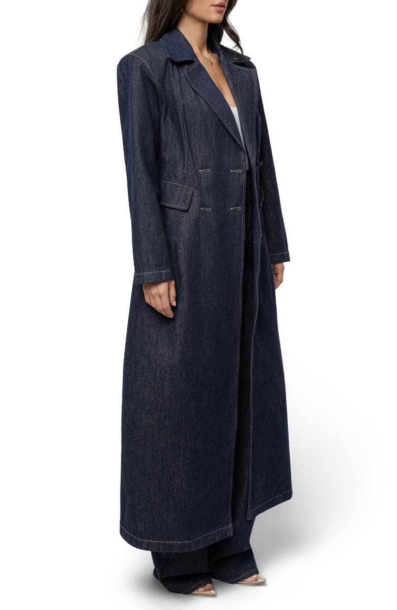 JLUXLABEL Signature Double Breasted Denim Coat, Alternate, color, Denim