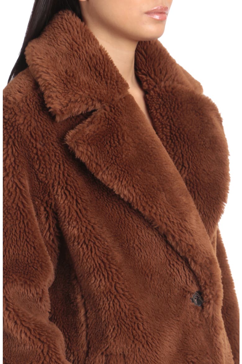 Teddy Faux Fur Coat, Alternate, color, CHOCOLATE