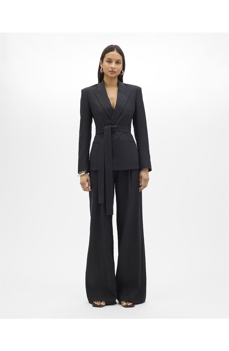 Another Tomorrow Double Breasted Fitted Jacket, Main, color, Black