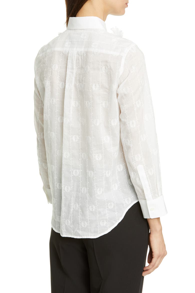 Tricot Comme des Garçons Ruffle Bib Embroidered Shirt, Alternate, color, WHITE