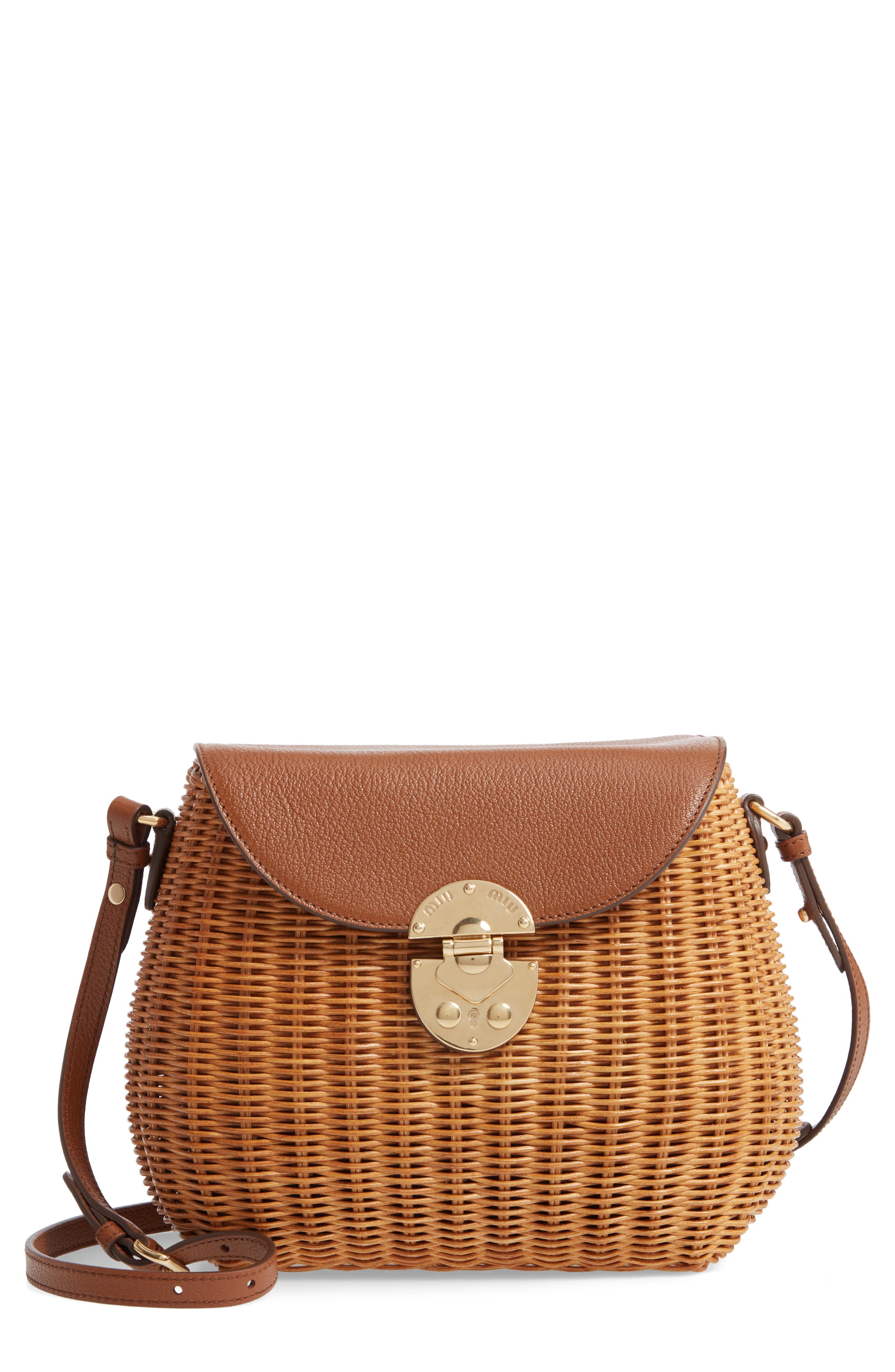 Miu Miu Midollino Woven Wicker Bag, Main, color, 