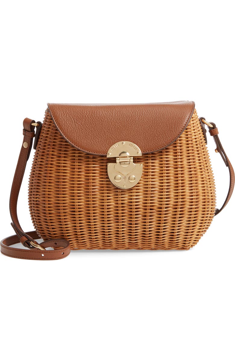 Miu Miu Midollino Woven Wicker Bag, Main, color,