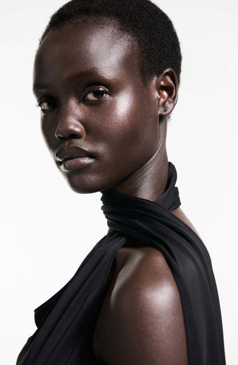 MANGO Asymmetric Drape Maxi Dress, Alternate, color,