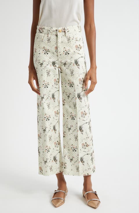 Floral Print Wide Leg Jeans