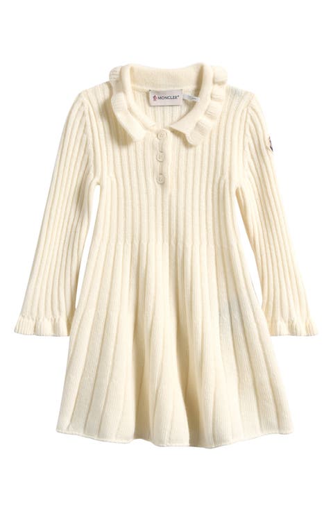 Kids' Long Sleeve Virgin Wool & Cashmere Polo Sweater Dress