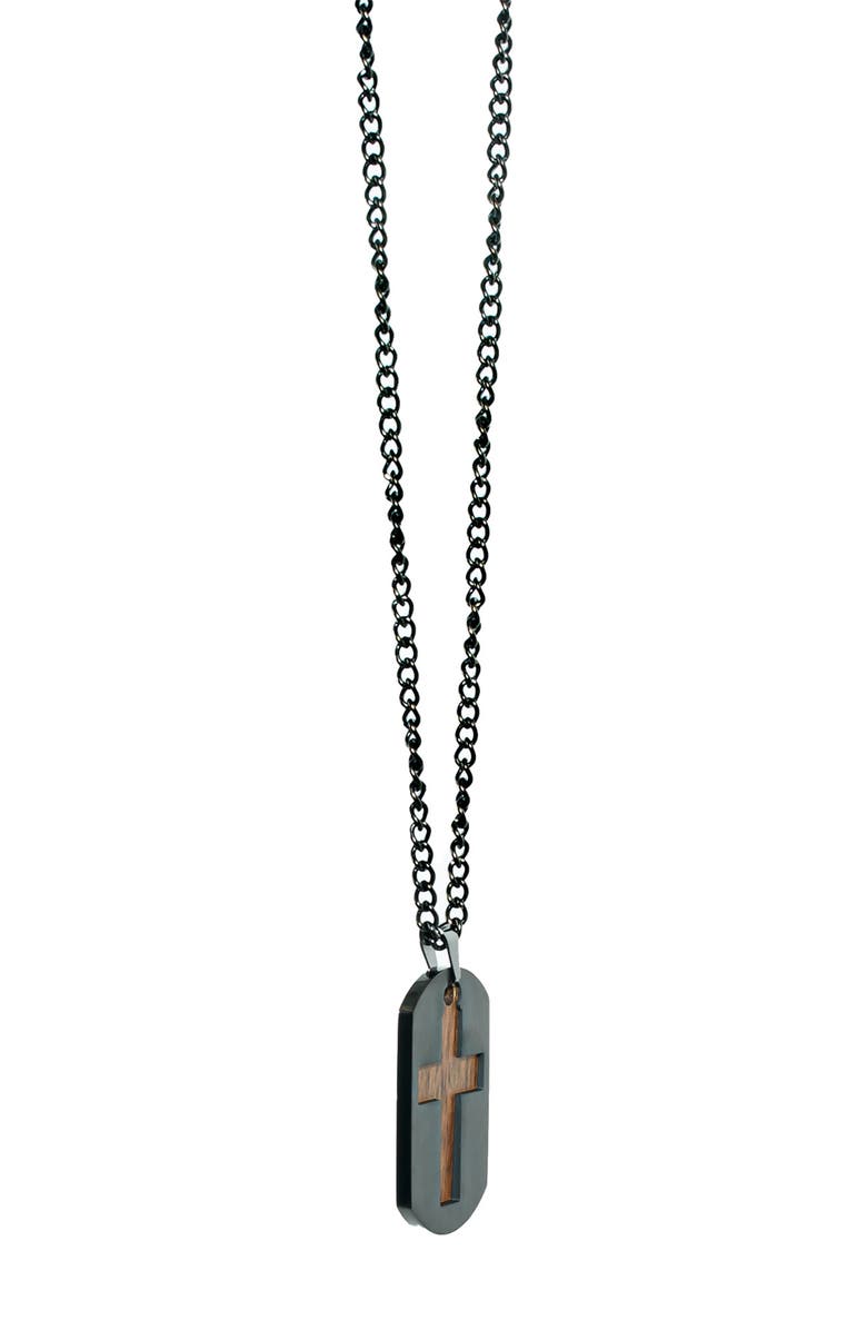 AMERICAN EXCHANGE Cross Dog Tag Pendant Necklace, Alternate, color, Gun