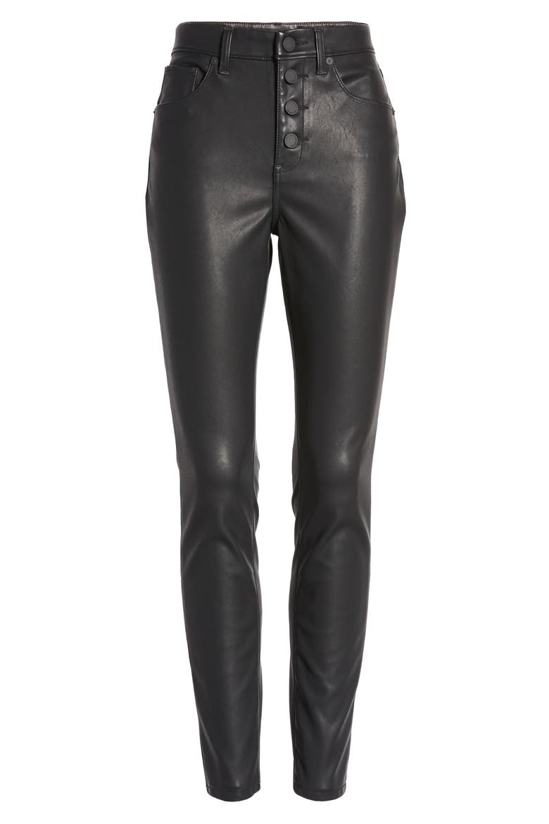 Faux Leather Button Front Pants, Alternate, color, DADDY SODA