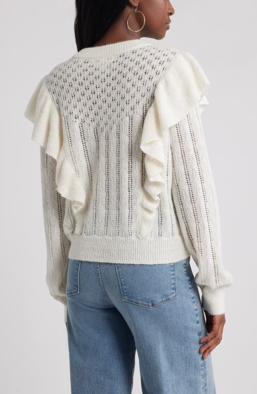 Treasure & Bond Ruffle Pointelle Sweater In White