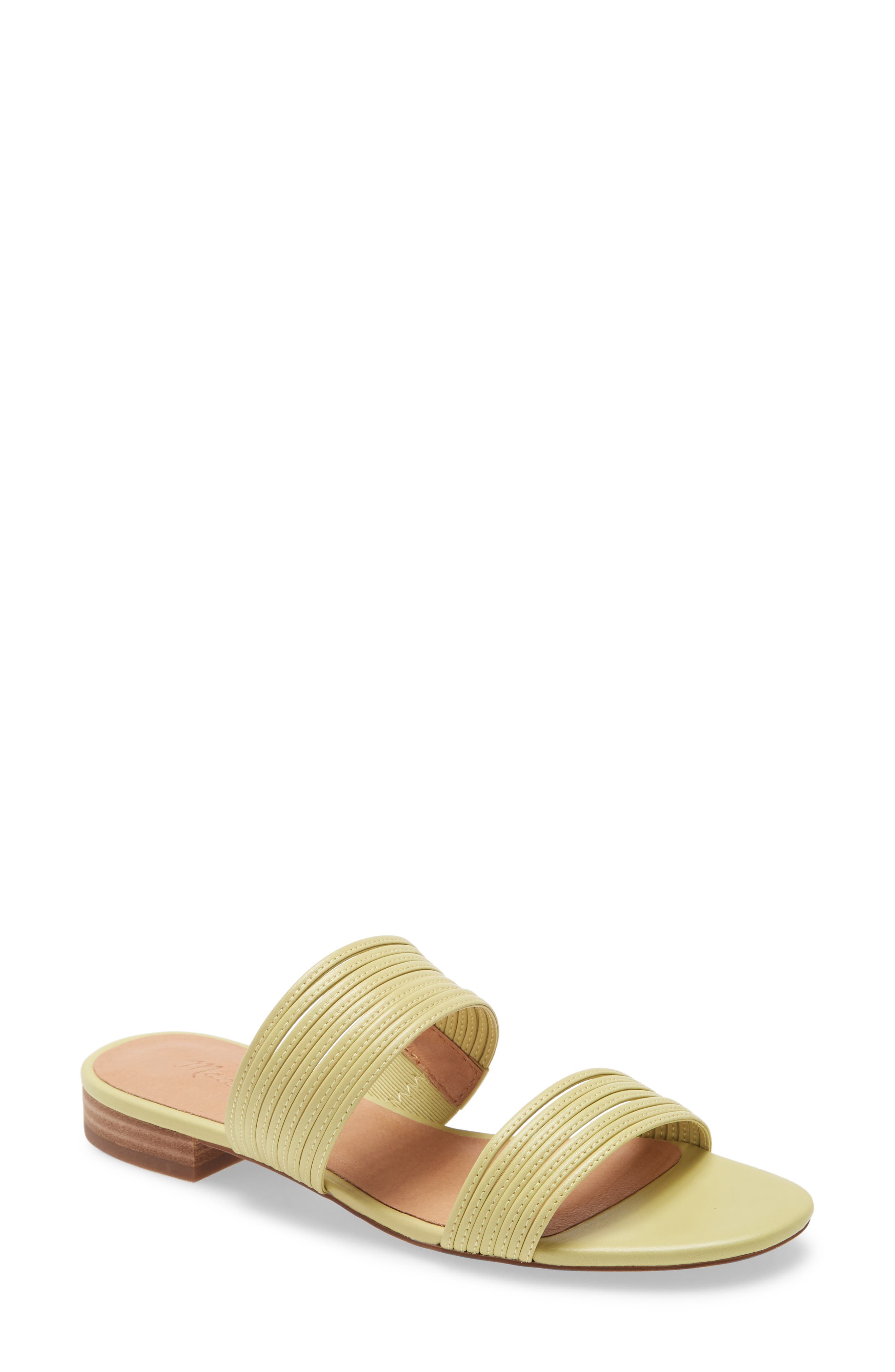 The Meg Slide Sandal, Main, color, PALE LEMONGRASS LEATHER