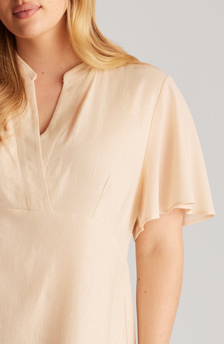 Estelle Claudia Linen Blend A-Line Dress, Alternate, color, Natural