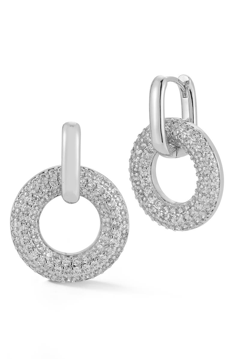 GLAZE JEWELRY Pavé Drop Earrings, Main, color, Silver