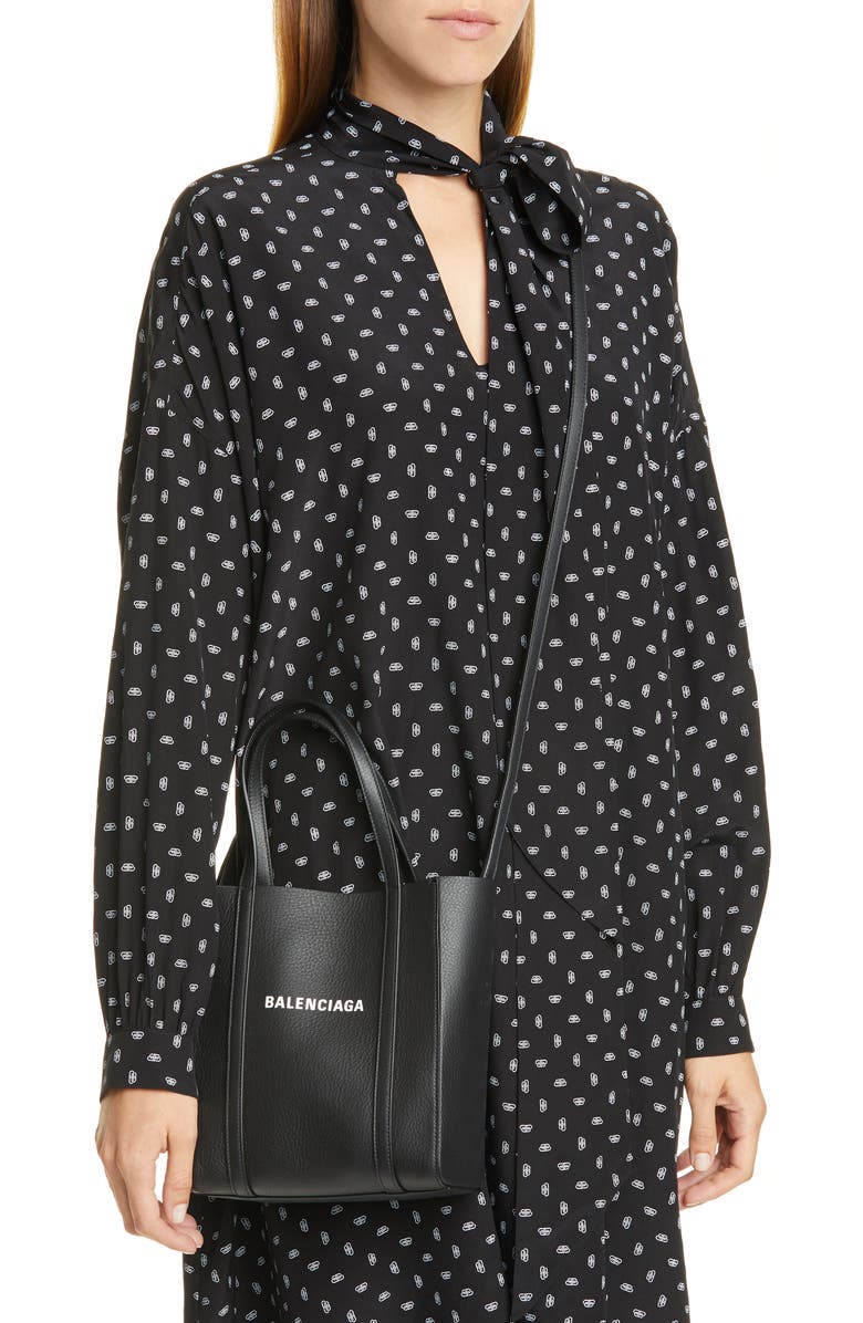 Balenciaga Extra Small Everyday Logo Leather Tote, Alternate, color,