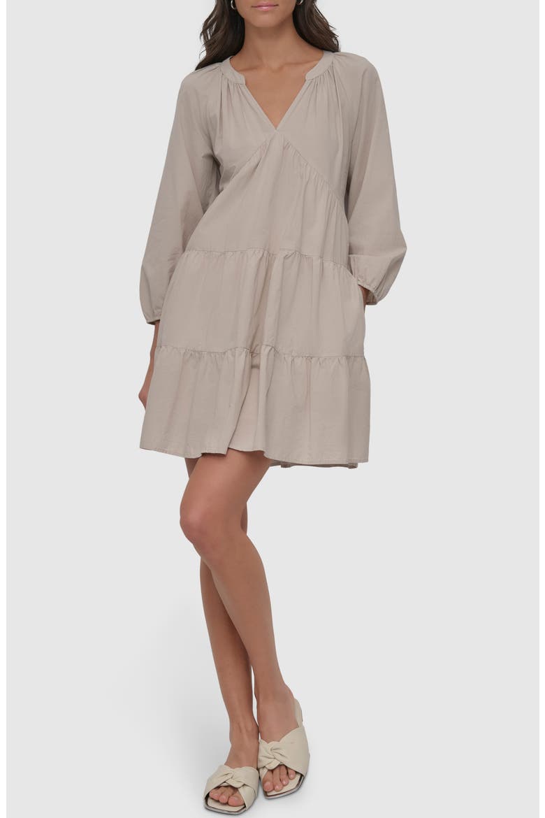 Tiered Babydoll Dress, Main, color, PEBBLE