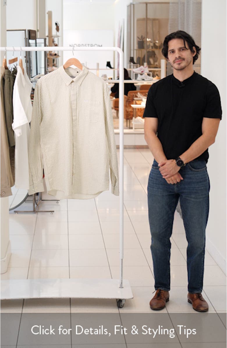 Cresswell Stripe Cotton Seersucker Button-Down Shirt, sales video thumbnail