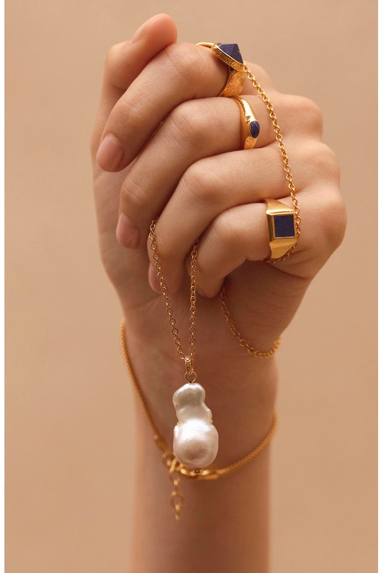 Large Baroque Pearl Pendant Charm, Alternate, color, 18CT GOLD VERMEIL/SILVER