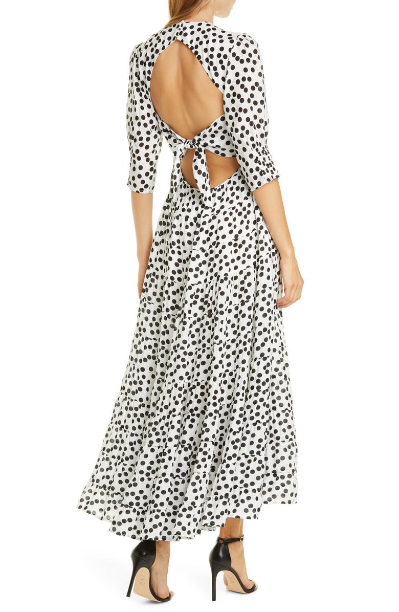 RIXO Agyness Polka Dot Print Cotton & Silk Dress, Alternate, color, 