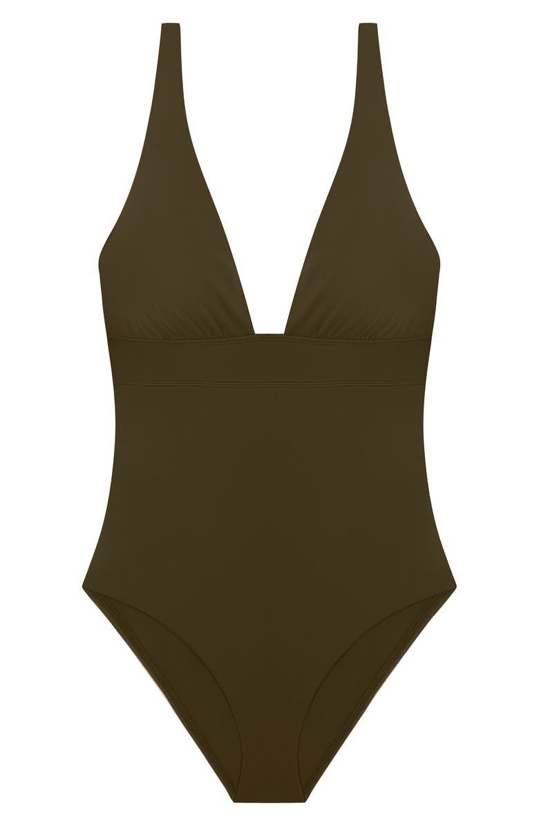 Polo Ralph Lauren Modern Plunge Neck One-Piece Swimsuit, Alternate, color, 