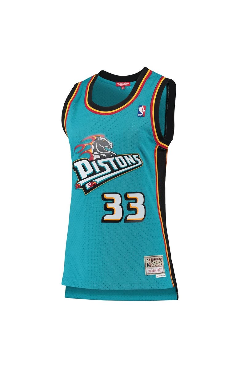 Mitchell & Ness Women's Mitchell & Ness Grant Hill Teal Detroit Pistons 1998/99 Hardwood Classics Swingman Jersey, Alternate, color,