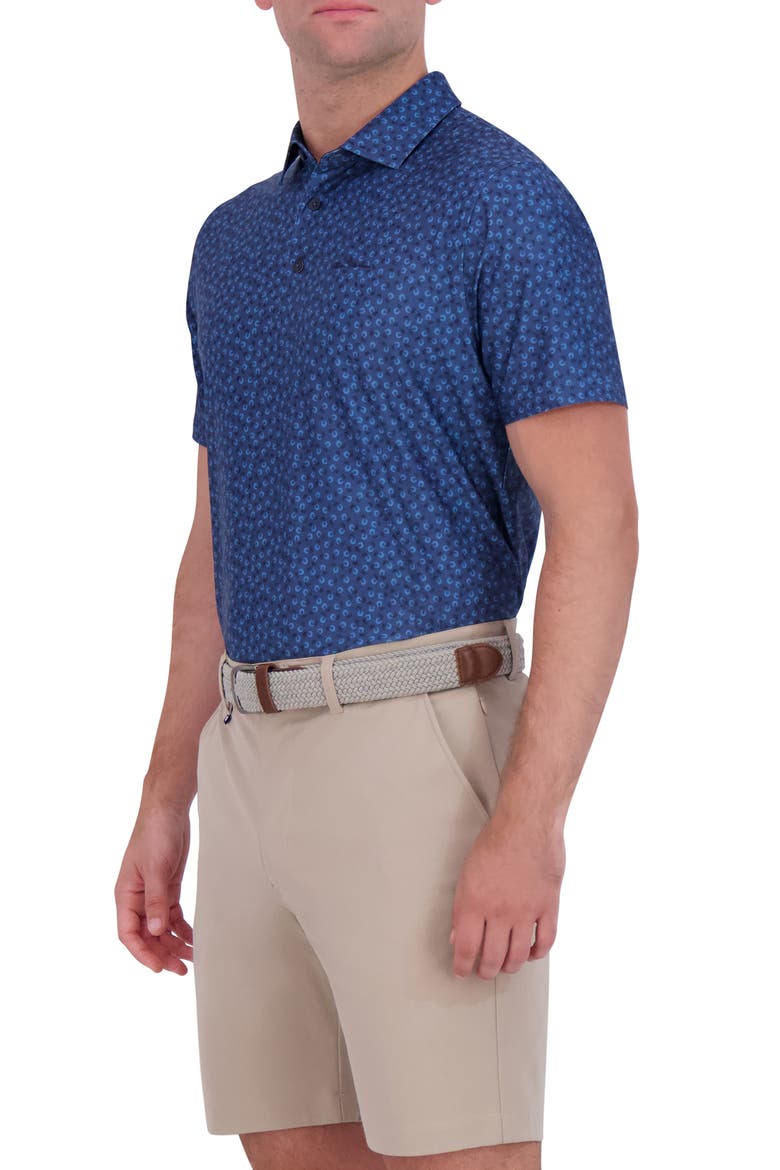Shadow Geo Print Stretch Tech Polo, Alternate, color, NAVY
