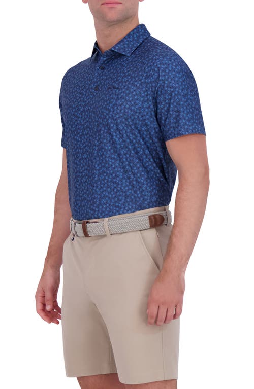 Ben Sherman Shadow Geo Print Stretch Tech Polo In Blue