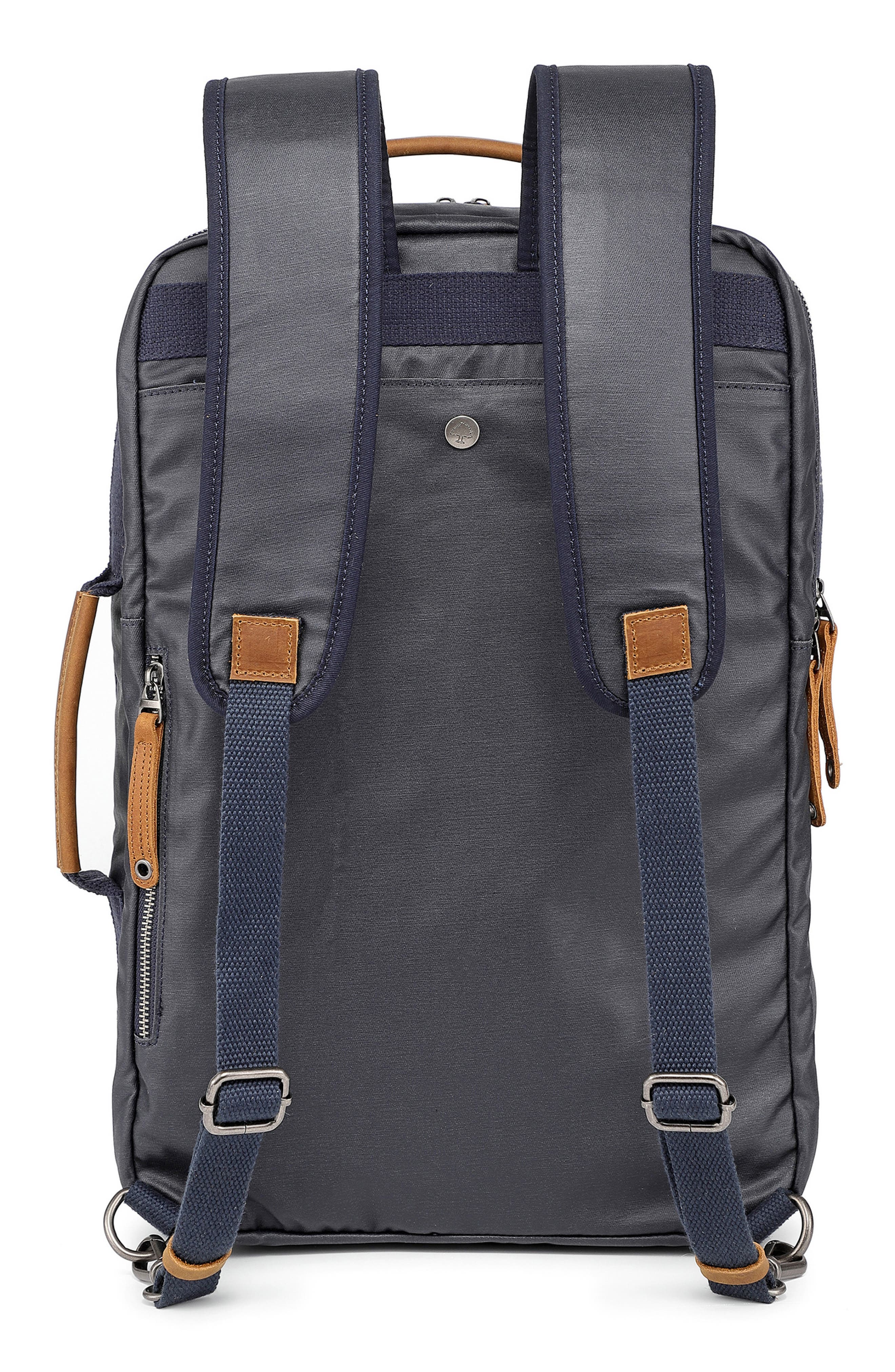 Madrone Coated Cotton & Leather Backpack, Alternate, color, NAVY