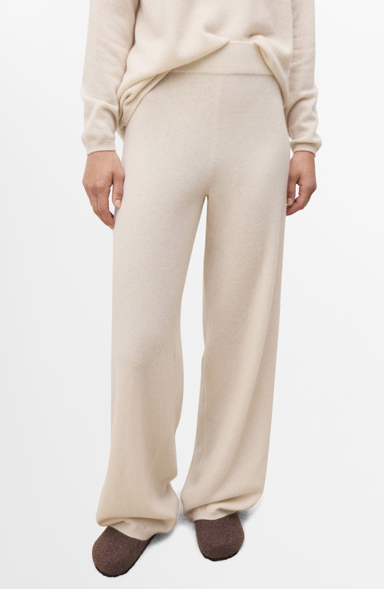 MANGO Cashmere Straight Leg Jogger Pants, Main, color, Off White