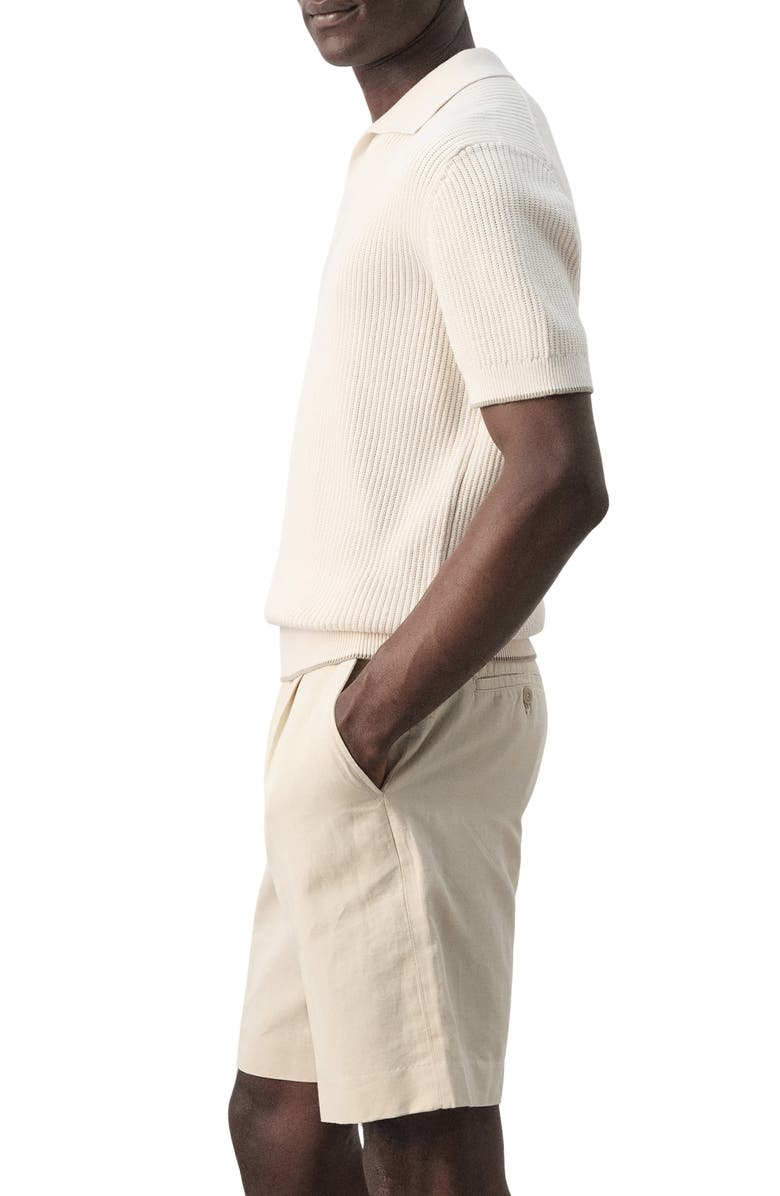 MANGO Tipped Cotton Blend Polo, Alternate, color, Sand