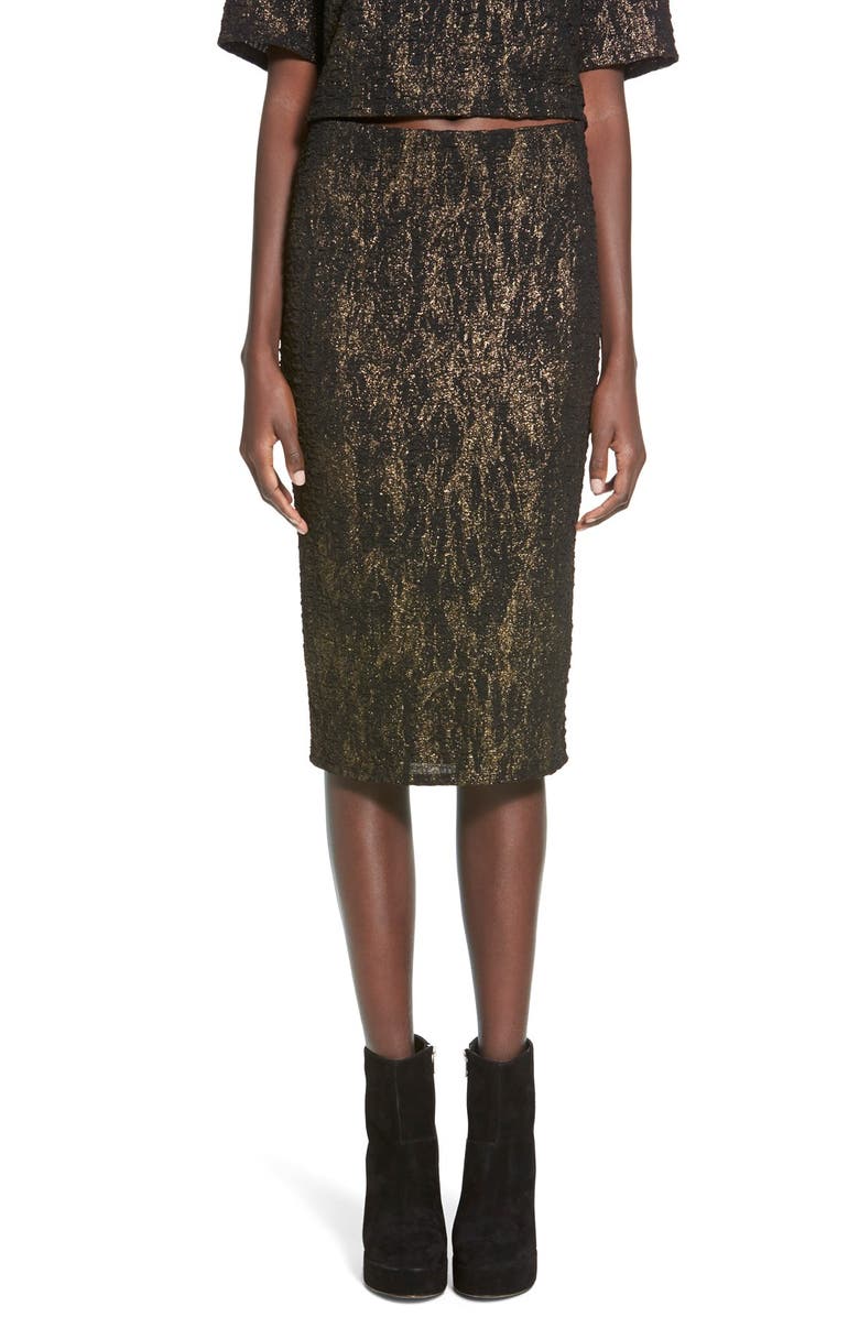 Leith Shimmer Midi Pencil Skirt, Main, color, 