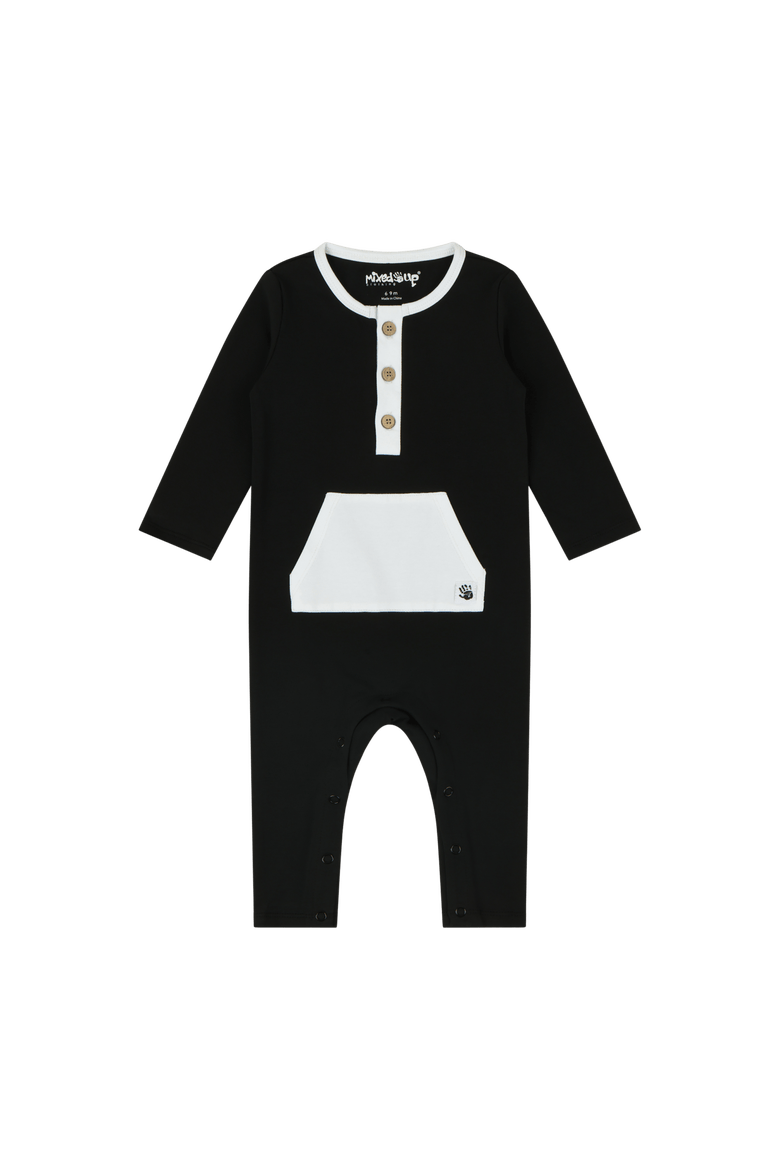 Baby Uno Romper, Main, color, Black