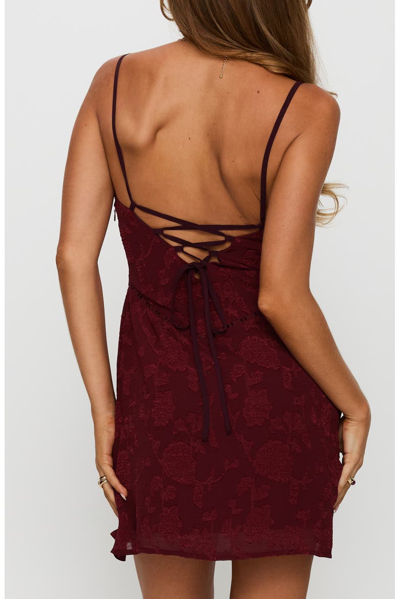 South of France Floral Burnout Minidress, Alternate, color, BURGUNDY