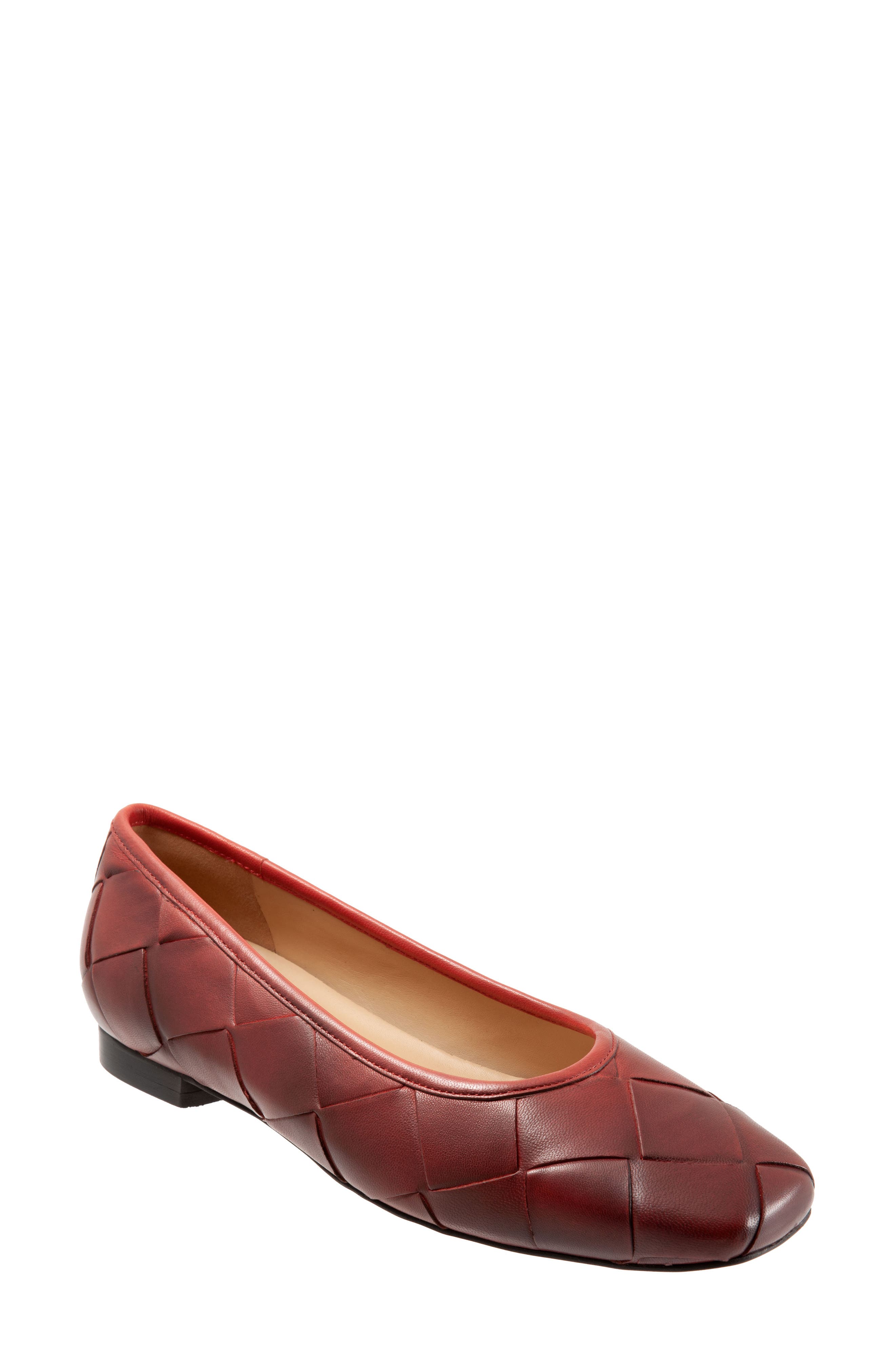 Trotters Hanny Flat, Main, color, Red Leather