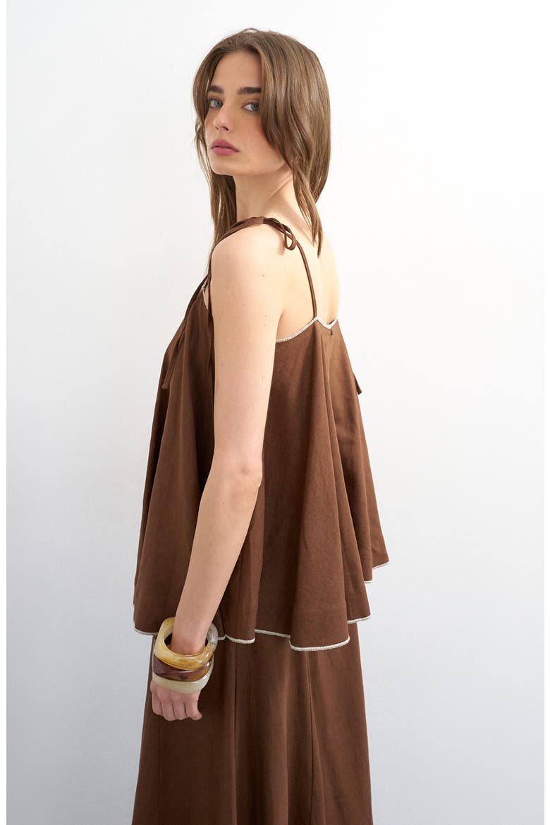 Linen Blend Cami, Alternate, color, BROWN