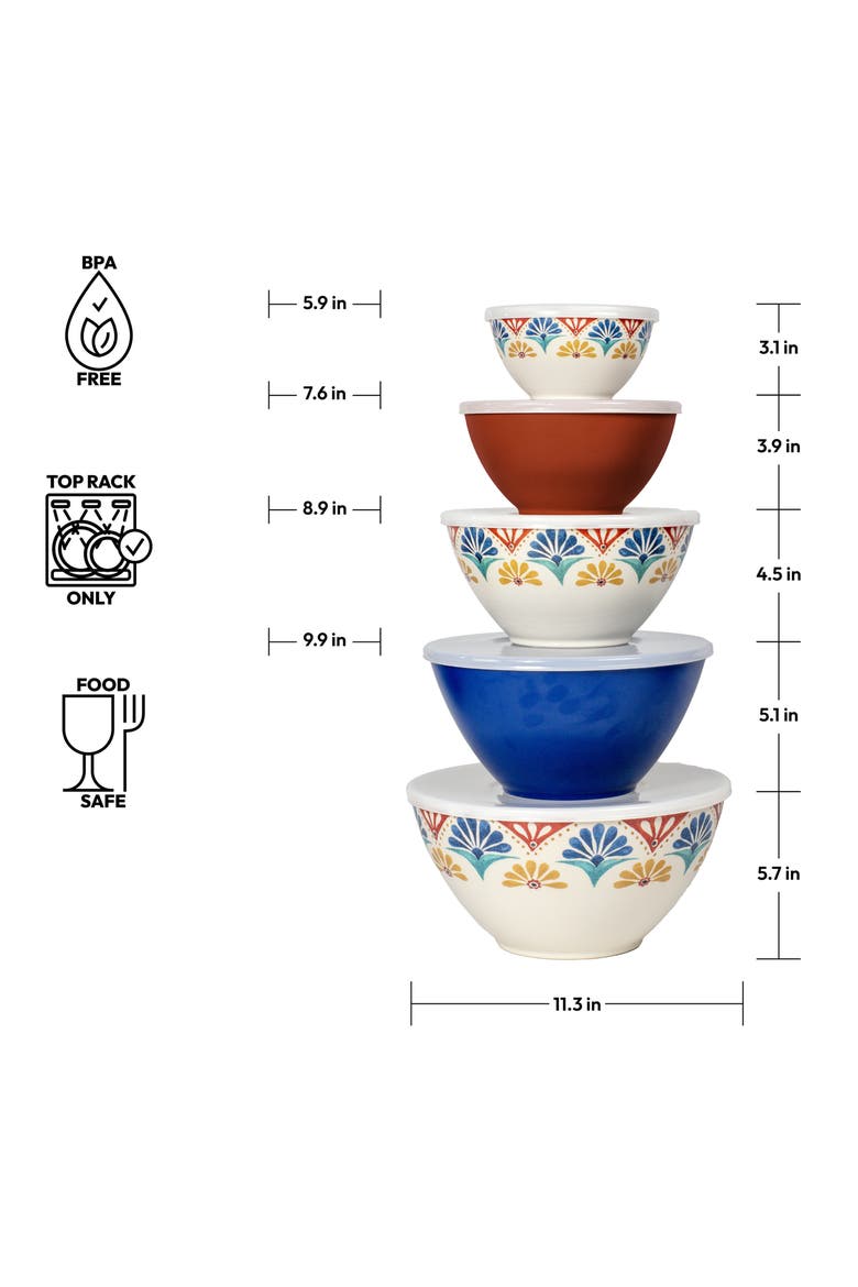 Rio Medallion Set Of 5 Nesting Mixing Bowls, Alternate, color, WHITE MULTI