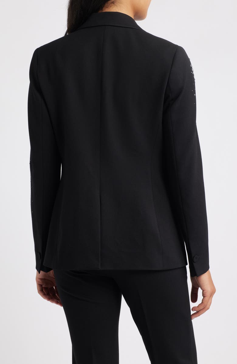 Anne Klein Embellished One-Button Blazer, Alternate, color, Anne Black