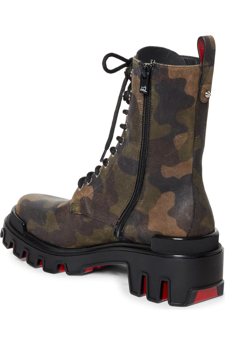 Christian Louboutin Trott Dune Camo Print Combat Boot, Alternate, color, Cafe/ Green