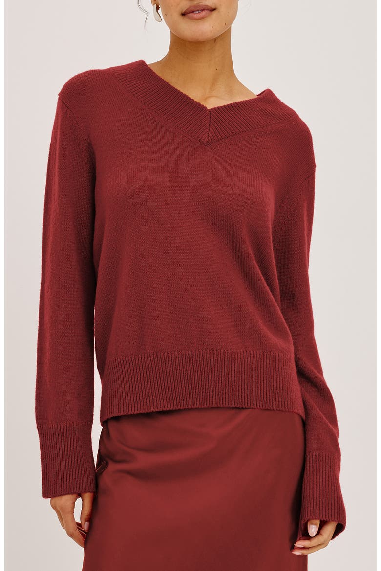 Lidya Cotton, Wool & Cashmere Sweater, Main, color, CRIMSON
