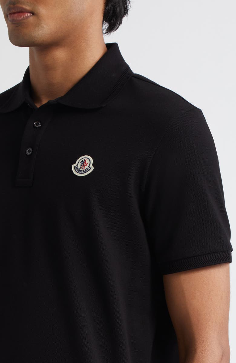 Moncler Logo Patch Cotton Piqué Polo, Alternate, color, Black