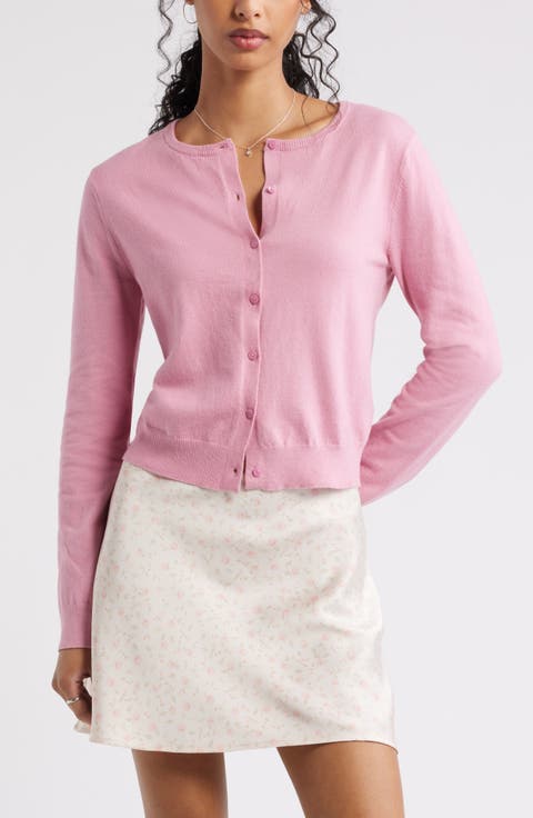 Crewneck Cotton Blend Cardigan