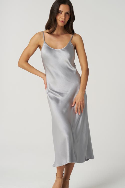 Franne Golde Bias Cut Satin Midi Slip Dress