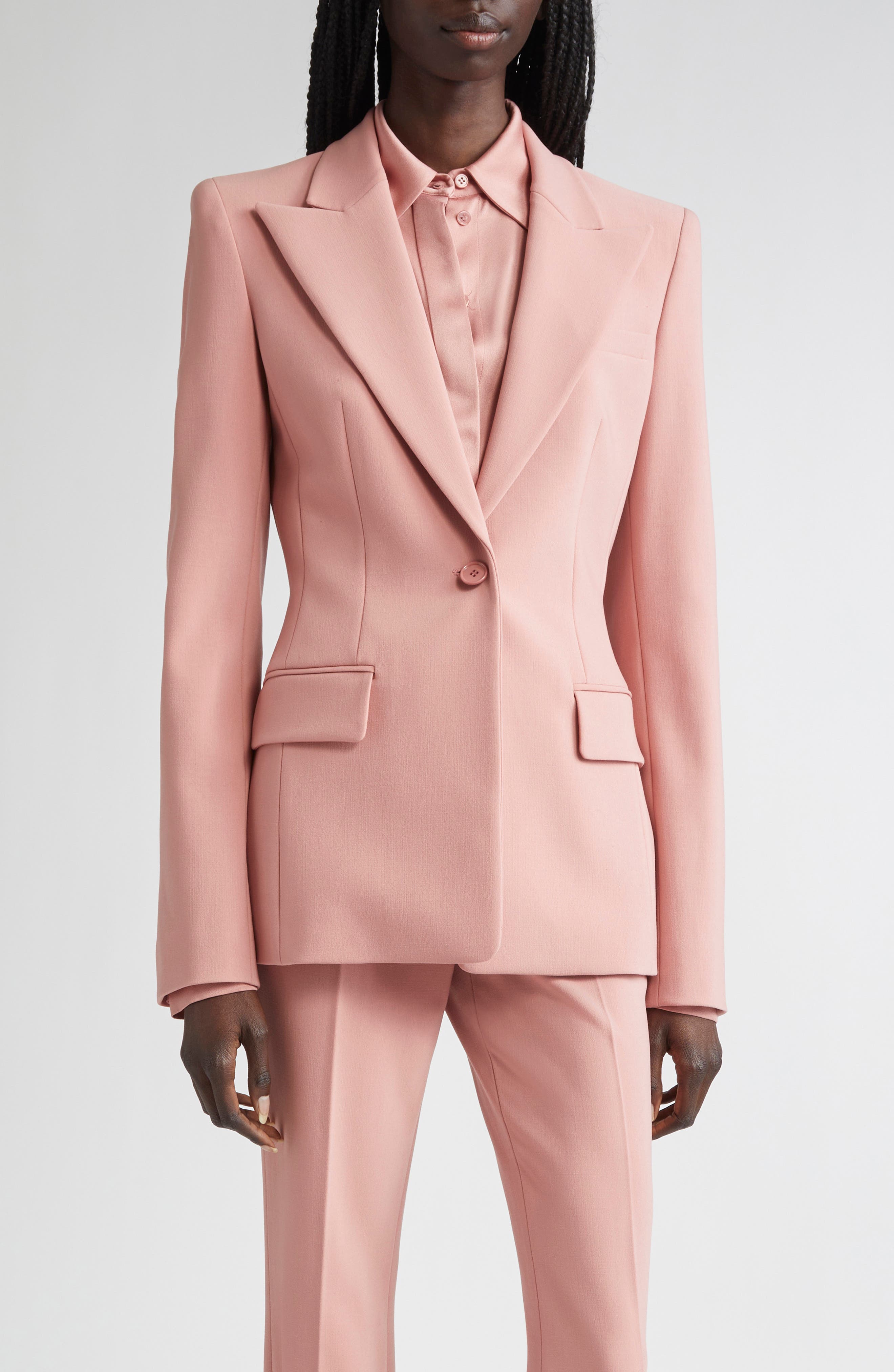Georgina One-Button Virgin Wool Blend Blazer - image 3