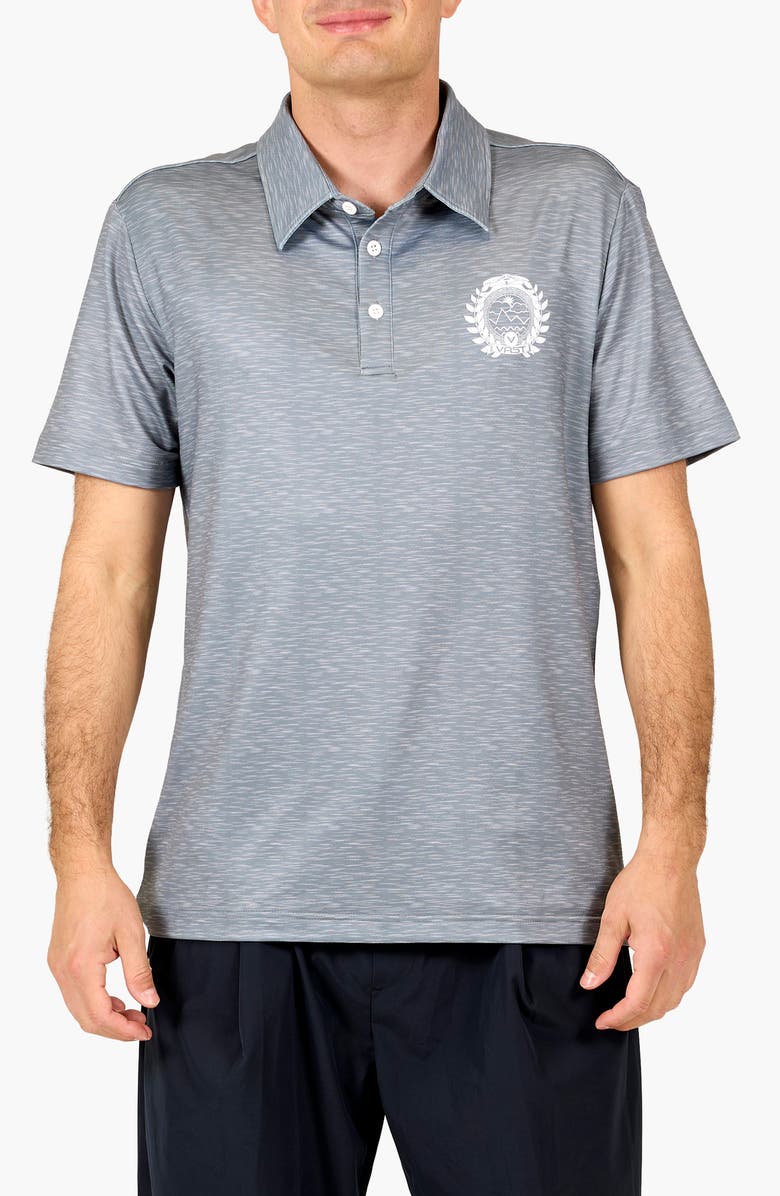 VAST Between Waves Aqua Terra Performance Polo, Main, color, Heather Grey