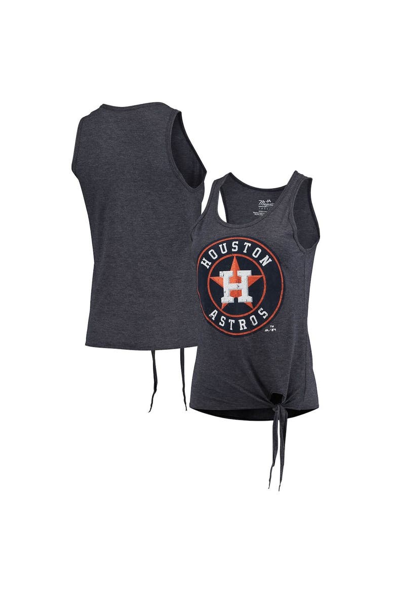 Women's Majestic Threads Navy Houston Astros Scoop Neck Racerback Side Tie Tri-Blend Tank Top, Alternate, color, Navy