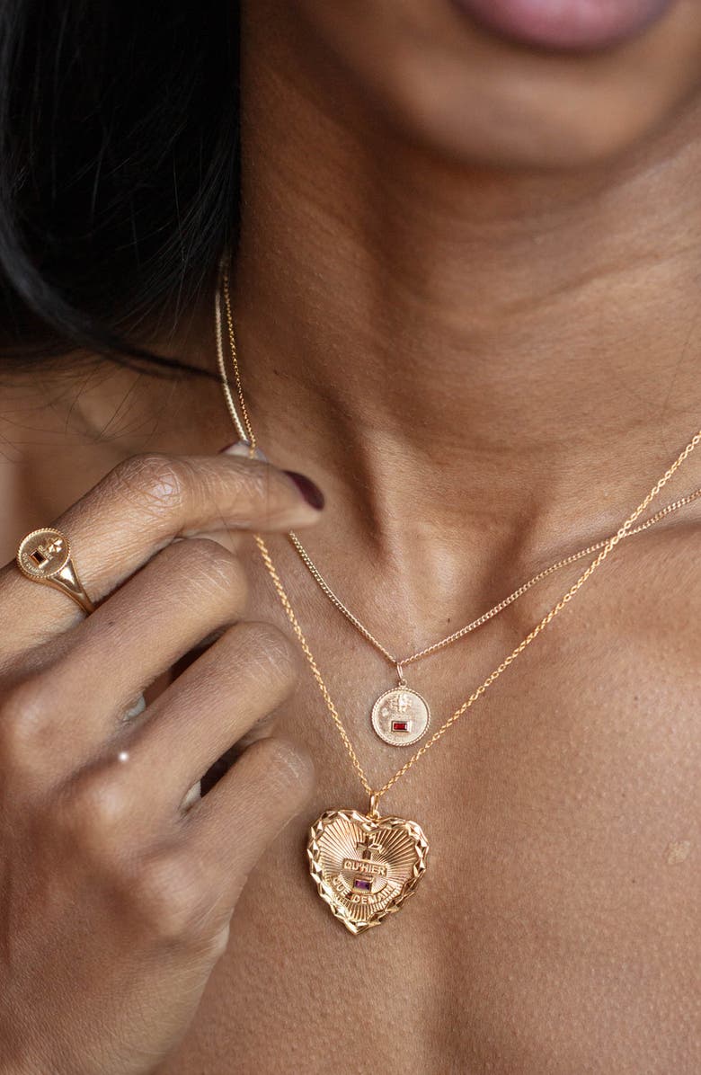 Local Eclectic Qu'hier Que Demain Solid Gold Coin Charm, Alternate, color, Gold