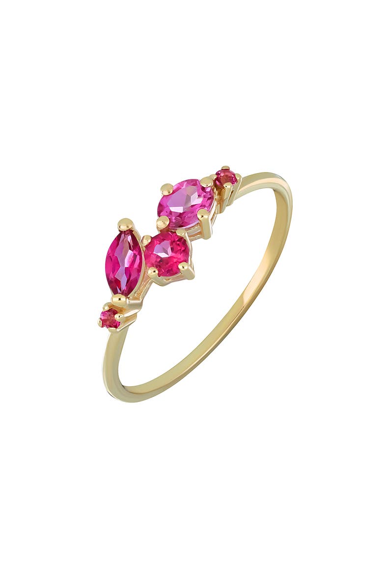 Color Pink Topaz Stackable Ring, Main, color, 14K YELLOW GOLD