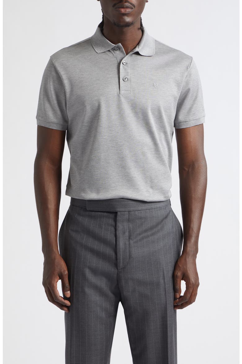 Embroidered Logo Cotton Piqué Polo, Main, color, GREY