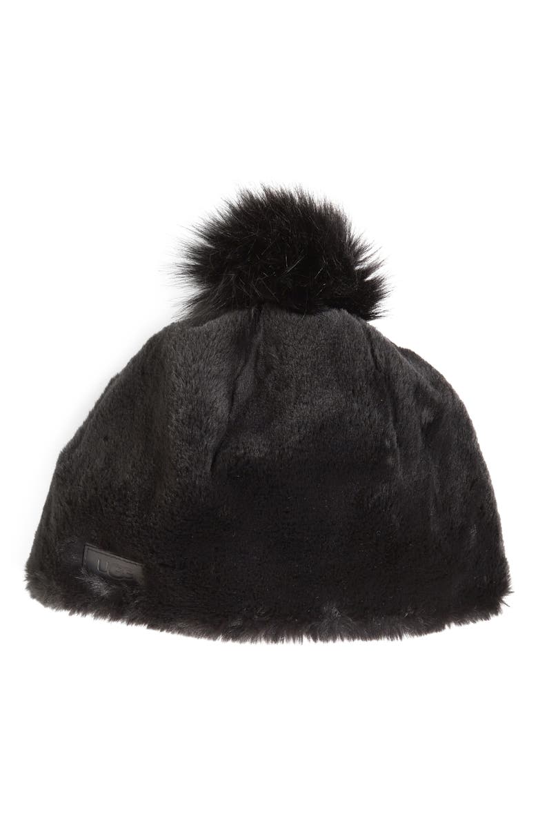 UGG<sup>®</sup> Faux Fur Beanie with Pom, Main, color, 