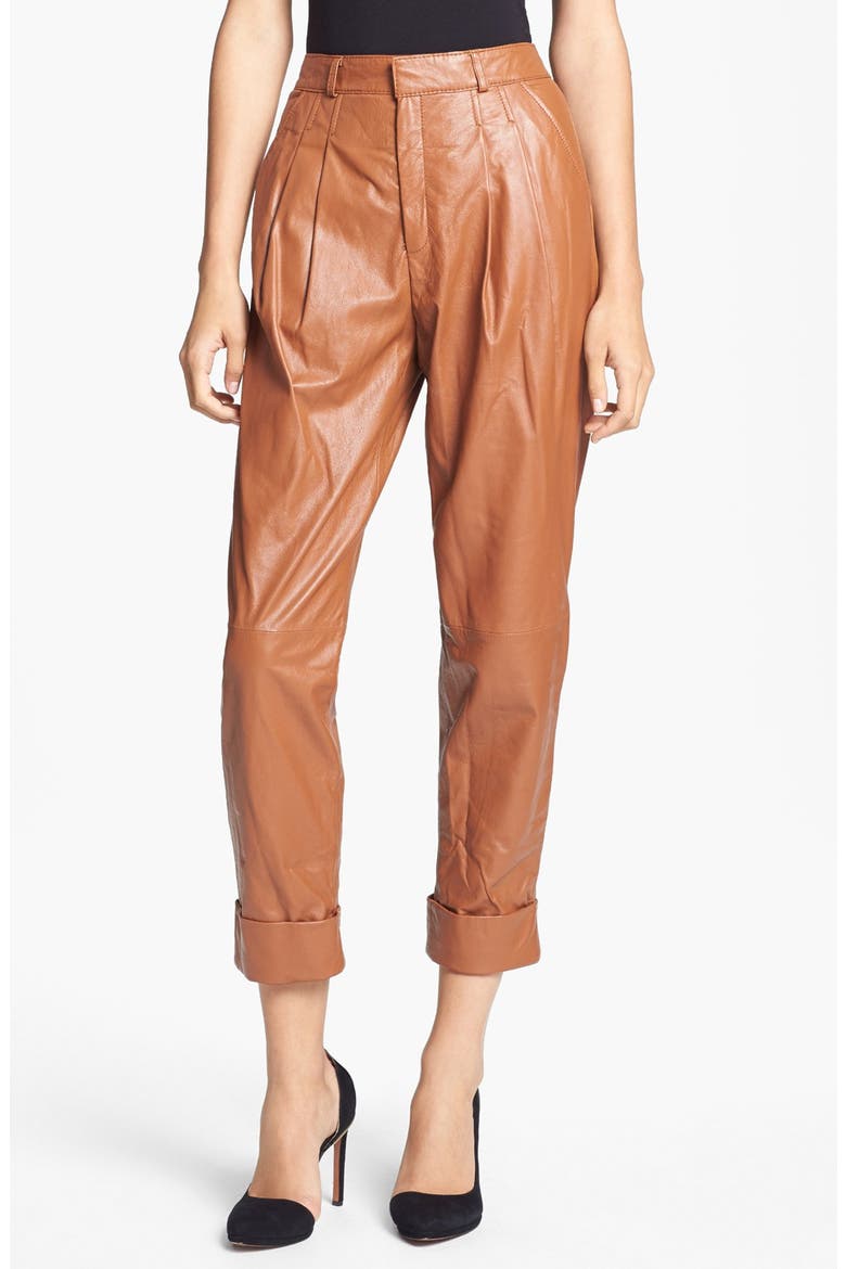 'Phoenix' Slouchy Leather Pants, Main, color, COGNAC
