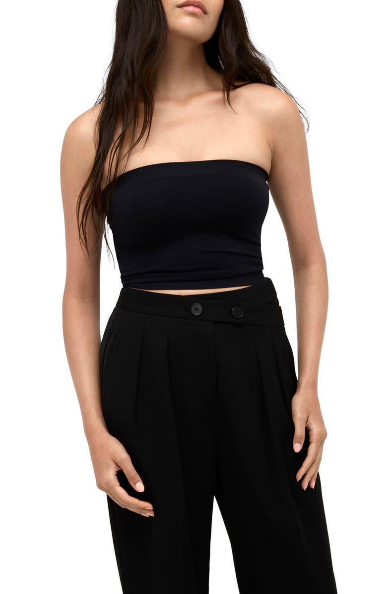 Kenneth Cole Seamless Crop Tube Top, Main, color, Black