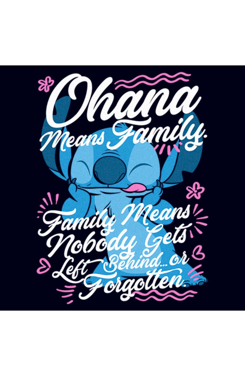 Lilo & Stitch Women's Lilo & Stitch Ohana Means Family  Graphic T-Shirt, Alternate, color, Navy Blue
